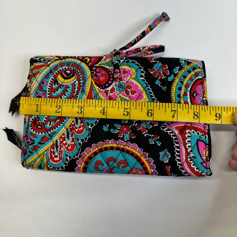 Vera Bradley Cosmetic Makeup/Accessories Black Blue Pink Red Folding Tie Pouch - Picture 7 of 15